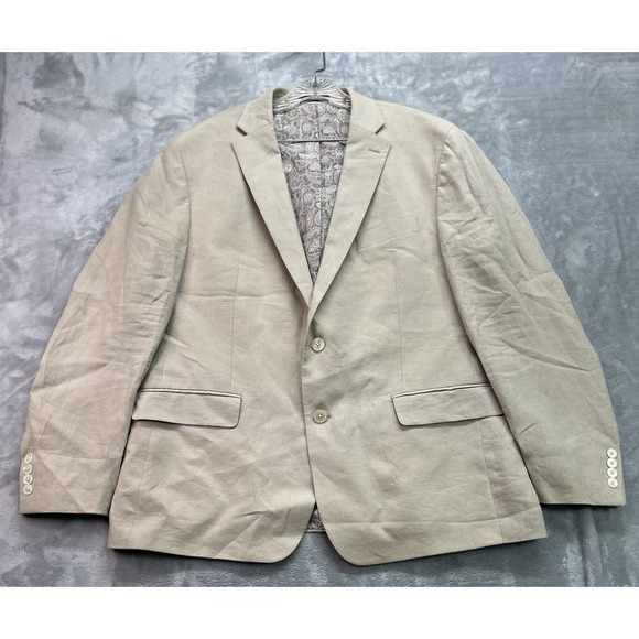 Lauren Ralph Lauren Blazer Men 46R 100% Linen Light Beige Two Button Jacket Cool